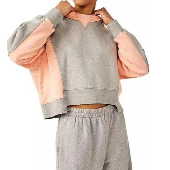 Free People Tops - Free People Cotton Blend Sweatshirt Grey/Melon Size S